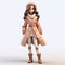 Cartoonish 3d Fashion Model Of Young Girl In Winter Coat