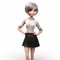 Cartoonish 3d Girl In Black Skirt: Youthful Protagonist In Animated Film