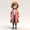 Cartoonish 3d Girl In Pink Coat - Detailed Character Design