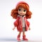 Cartoonish 3d Girl In Red Coat And Sneakers - Mary