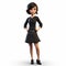 Cartoonish 3d Model Of Girl In Black Dress - Vancouver School Style