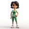 Cartoonish 3d Model Of Girl In Green Workoutwear - Xbox 360 Graphics