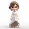 Cartoonish 3d Model Girl In White Dress - George Lucas Inspired