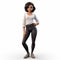 Cartoonish 3d Model Of Layla In Leggings And White Shirt