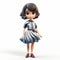 Cartoonish 3d Model Of Mia In Blue And White Dress