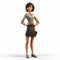 Cartoonish 3d Model Of Vanessa: Youthful Protagonist In Skirt And Tee