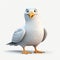 Cartoonish 3d Seagull Model On White Background