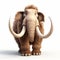 Cartoonish 3d Woolly Mammoth With Big Ears And Tusks