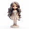 Cartoonish Anime Doll Figurine With Long Hair - White Girl