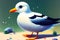 Cartoonish atlantic seabird, seagull. Sea Gull, bird in a cartoon style painting. Generative ai art illustration