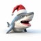 Cartoonish Chaos: Santa Shark In Zbrush Style 3d Rendering