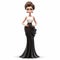 Cartoonish Female Figurine In Elegant Black And White Evening Dress