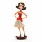 Cartoonish Female Figurine With Red And Orange Dress