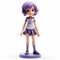 Cartoonish Figurine Of A Girl With Purple Hair