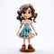 Cartoonish Girl Figurine With Detailed Dress And Brown Hair