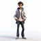 Cartoonish Innocence: 3d Model Of Young Man In Jacket In Action