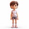 Cartoonish Innocence: 3d Rendered Character Of A Young Boy In Shorts