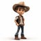 Cartoonish Innocence: Highly Detailed 3d Animated Cowboy Character