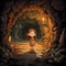 Cartoonish Innocence: Jennifer In A Cave - Uhd Image