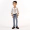 Cartoonish Male Figurine With Hands In Pockets On White Background