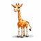 Cartoonish Orange Giraffe On White Background