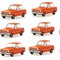 Cartoonish Orange Old Style Cars On White Background