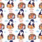 Cartoonish penguins with balloons and a lettering phrase - Dream big. The sweet seamless pattern