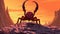 Cartoonish Pop Art Illustration Of A Spider On A Rock At Sunset