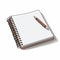 Cartoonish Realism: Notebook With Pencil On White Background