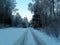 Cartoonish road in Talsa park during winter evening