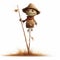 Cartoonish Scarecrow: A Playful And Textured Farm Character Design