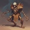 Cartoonish Skeleton Armor With Dark Fantasy And Desertwave Style