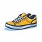 Cartoonish Style Yellow Sneakers Vector Drawing