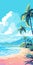 Cartoonish Sunny Beach With Palm Trees - Delicate Landscapes