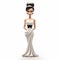 Cartoonish White And Black Dress Figurine With Glamorous Hollywood Portraits