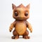 Cartoonish Wooden Figurine With Ethereal Trees And Dinopunk Design