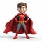 Cartoonish Young Boy Hero With Red Cloak And Cape