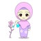 Cartoons of Muslim women caring for plants. Daily fun activities. Vector illustration of cute character