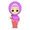 Cartoons of Muslim women singing. Daily fun activities. Vector illustration of cute character