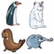 Cartoons of set of artic animals