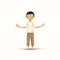 Cartoonstyle Boy In Oriental Minimalism: Richard In Tadasana Pose