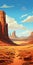 Cartoony Badlands: A Vibrant Digital Painting Of Wild West Landscape