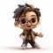 Cartoony Cute Kid With Glasses: Playful And Isolated 2d Game Art