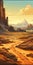 Cartoony Desert Landscape: A Whistlerian Adventure In Amber