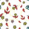 Cartoony Flower in Seamless Pattern