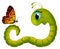 Cartoony goggle-eyed caterpillar looking at a