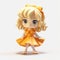 Cartoony Orange Doll With High Detail And Kawaii Style