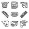 Cartridge icons set, outline style