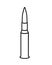 Cartridge for weapons - vector linear picture for coloring or pictogram. A bullet with a charge and a primer, enclosed in a sleeve