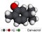 Carvacrol, cymophenol molecule. It is natural monoterpene derivative of cymene, inhibitor of bacterial growth, it is used as food